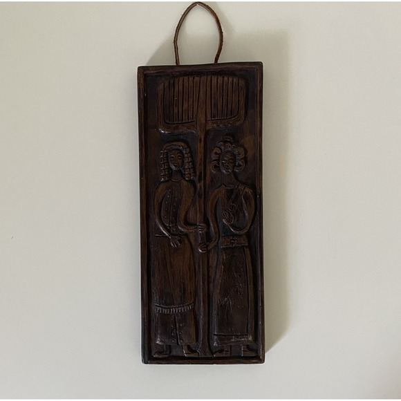 Vintage Made in Greece Wall Hanging Art Folk Art Carved Ceramic - Picture 7 of 9